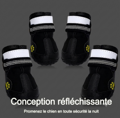 Lot de 4 chaussures pour chien : bottines réfléchissantes et imperméables, chaudes (neige/pluie), antidérapantes