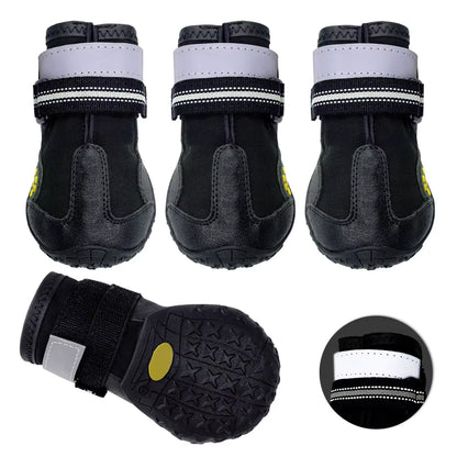 4Pcs/Set Pet Dog Shoes Reflective Waterproof Dog Boots Warm Snow Rain Pets Booties Anti-Slip Socks Footwear for Medium Large Dog