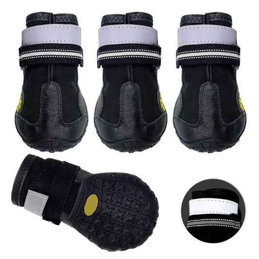 4Pcs/Set Pet Dog Shoes Reflective Waterproof Dog Boots Warm Snow Rain Pets Booties Anti-Slip Socks Footwear for Medium Large Dog